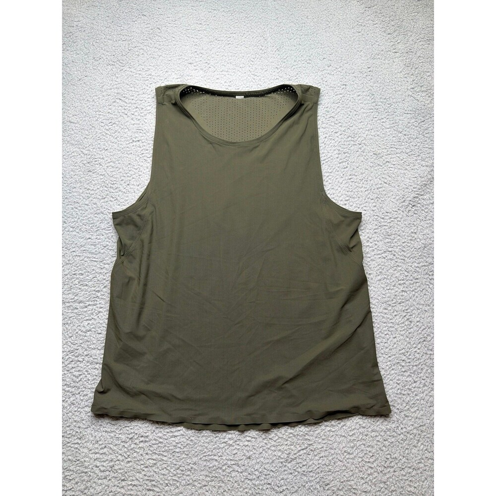 Lululemon tank with breathable holes in back dark green sz large